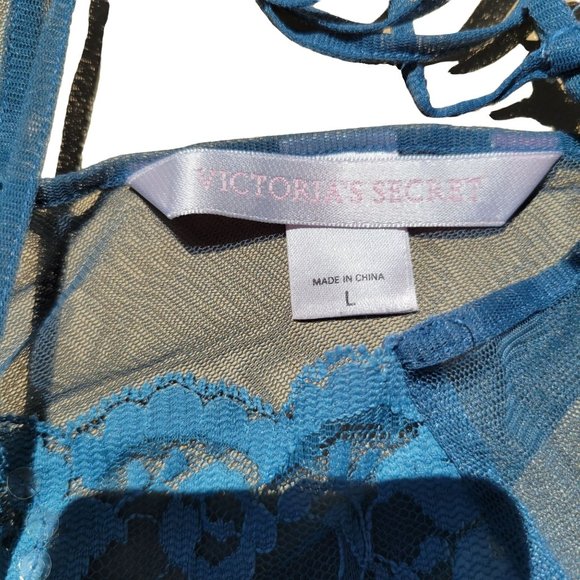 Victoria's Secret VINTAGE Womans Nightgown Mesh & Lace Nylon Beaded Babydoll L - Picture 10 of 12